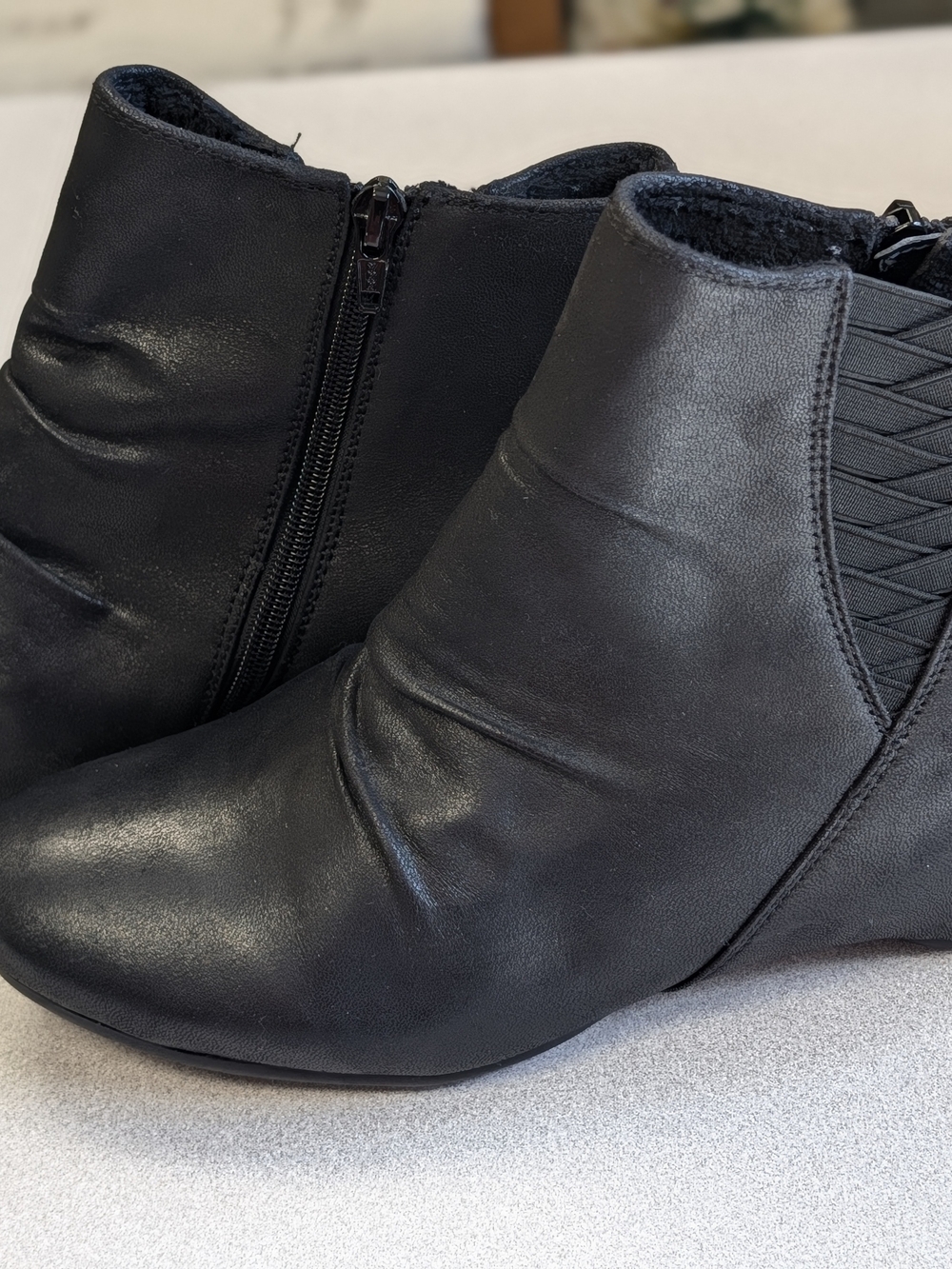 Baretraps Women's Black Ankle Booties with Side Zip and Elastic Panel